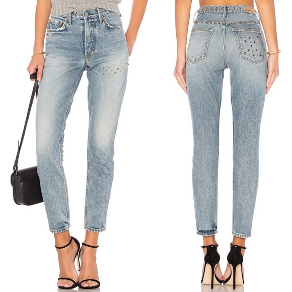 GRLFRND Karolina Studded High-Rise Skinny Jeans Lennon Wash Women’s Size 23 - Picture 1 of 8